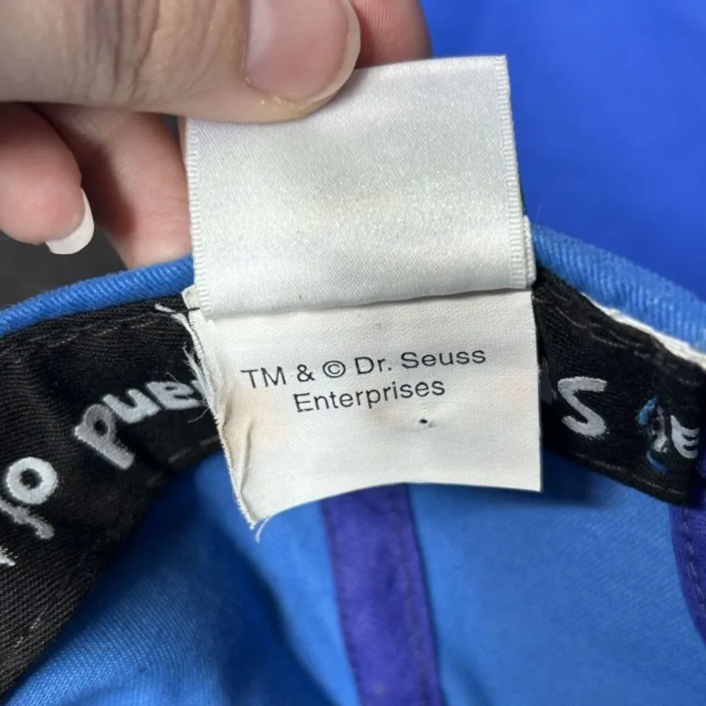 Vtg Dr Seuss Unisex Kids Blue Snapback Baseball Cap ABC Graphic Cartoon Retro‎